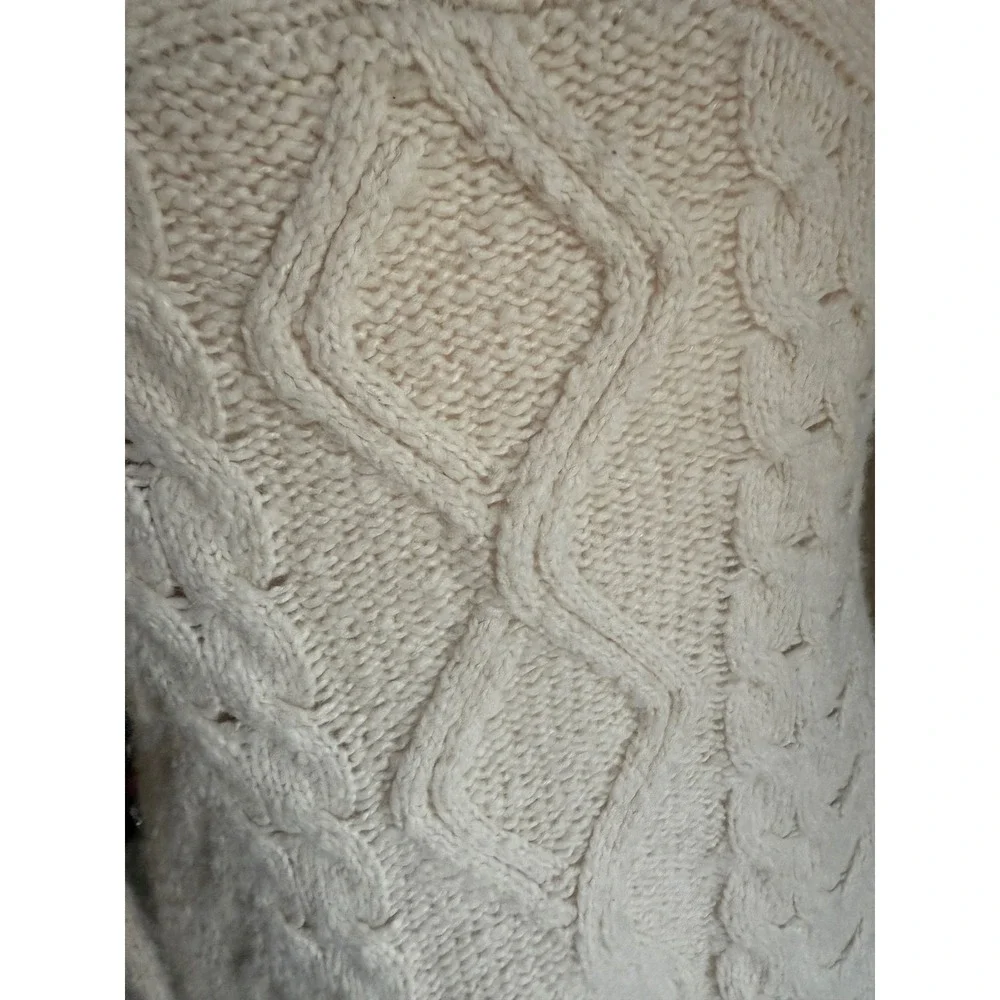 Free People Cream Cable Knit Wool Blend Shawl Collar Button Cardigan Sweater S/P